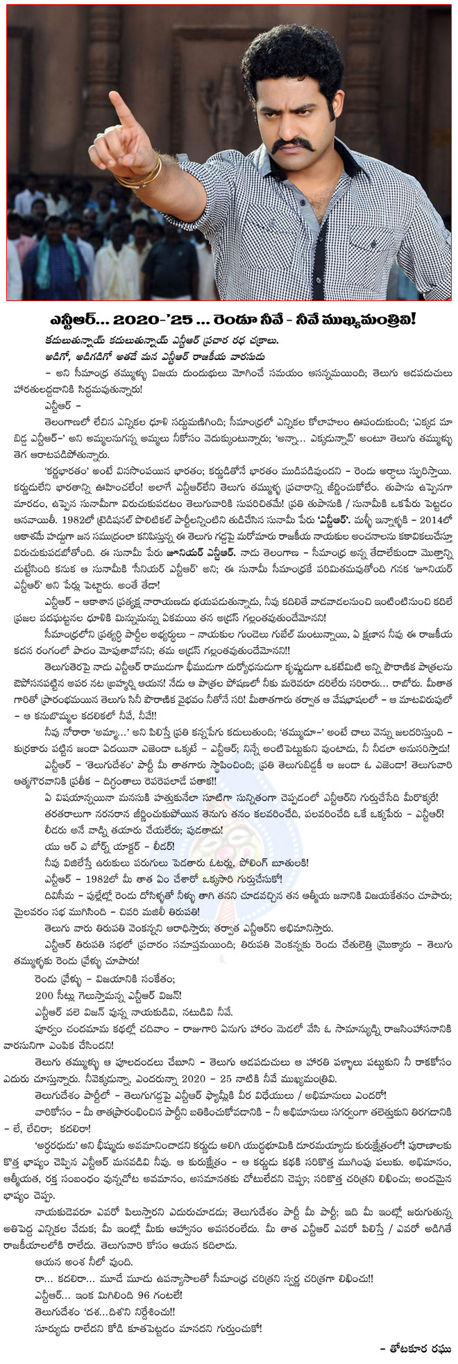 ntr,young tiger ntr,young tiger ntr politics,telugu desam party,chandrababu naidu,chief minister,2020,2025,jr ntr political entry,ntr should campain in seemandhra to tdp,jr ntr speech,senior ntr,telugu desam founder  ntr, young tiger ntr, young tiger ntr politics, telugu desam party, chandrababu naidu, chief minister, 2020, 2025, jr ntr political entry, ntr should campain in seemandhra to tdp, jr ntr speech, senior ntr, telugu desam founder